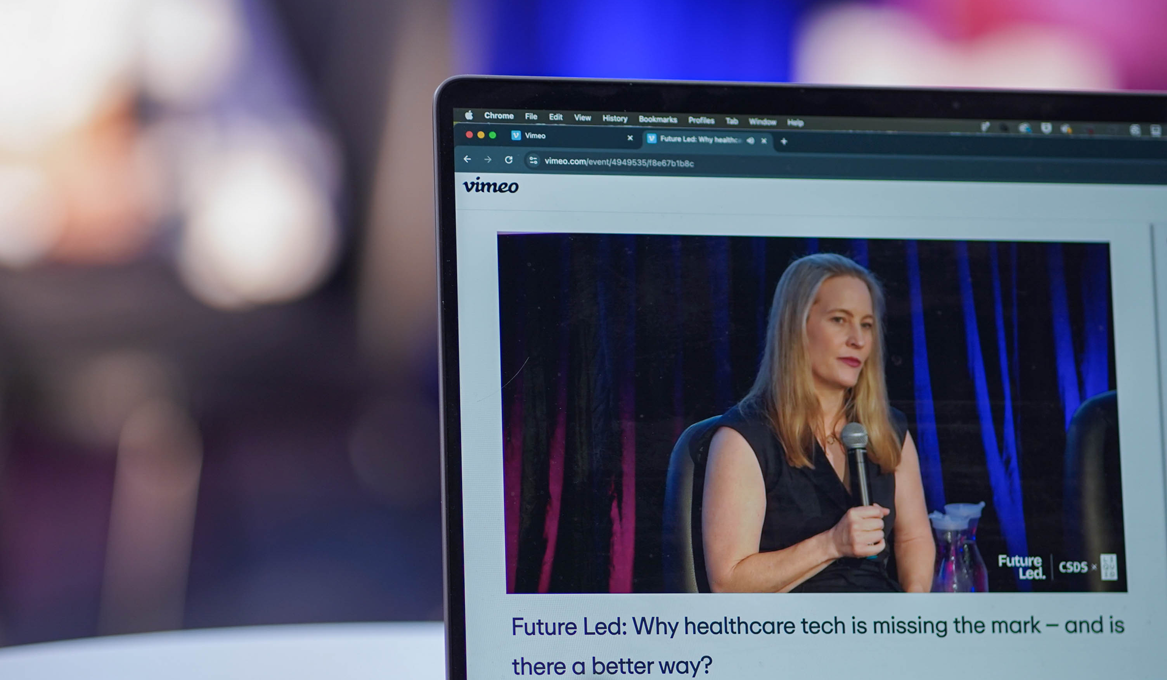 Dr Mia McLanders is shown on the livestream of the panel event